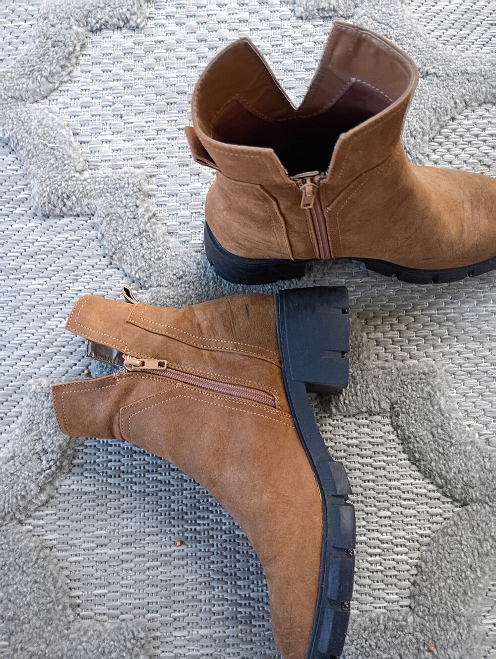 Tan Suede Side-Zip Ankle Boots